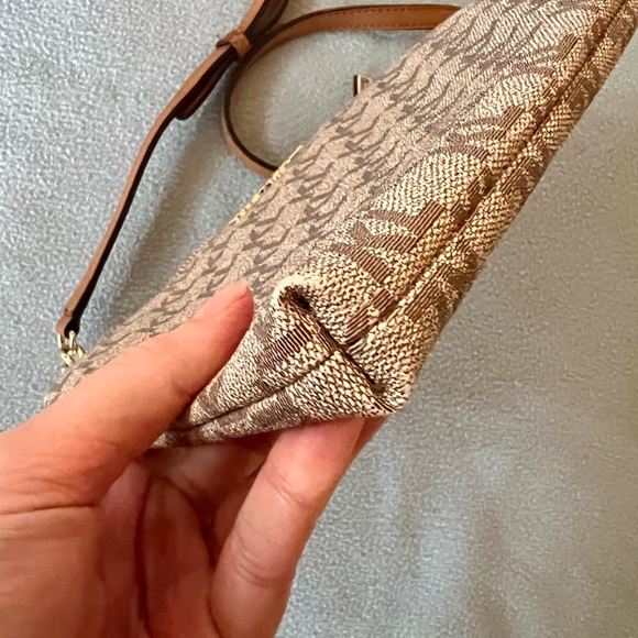 Karl Lagerfeld Paris Tan Logo Crossbody Purse with Gold Accents - Picture 5 of 5